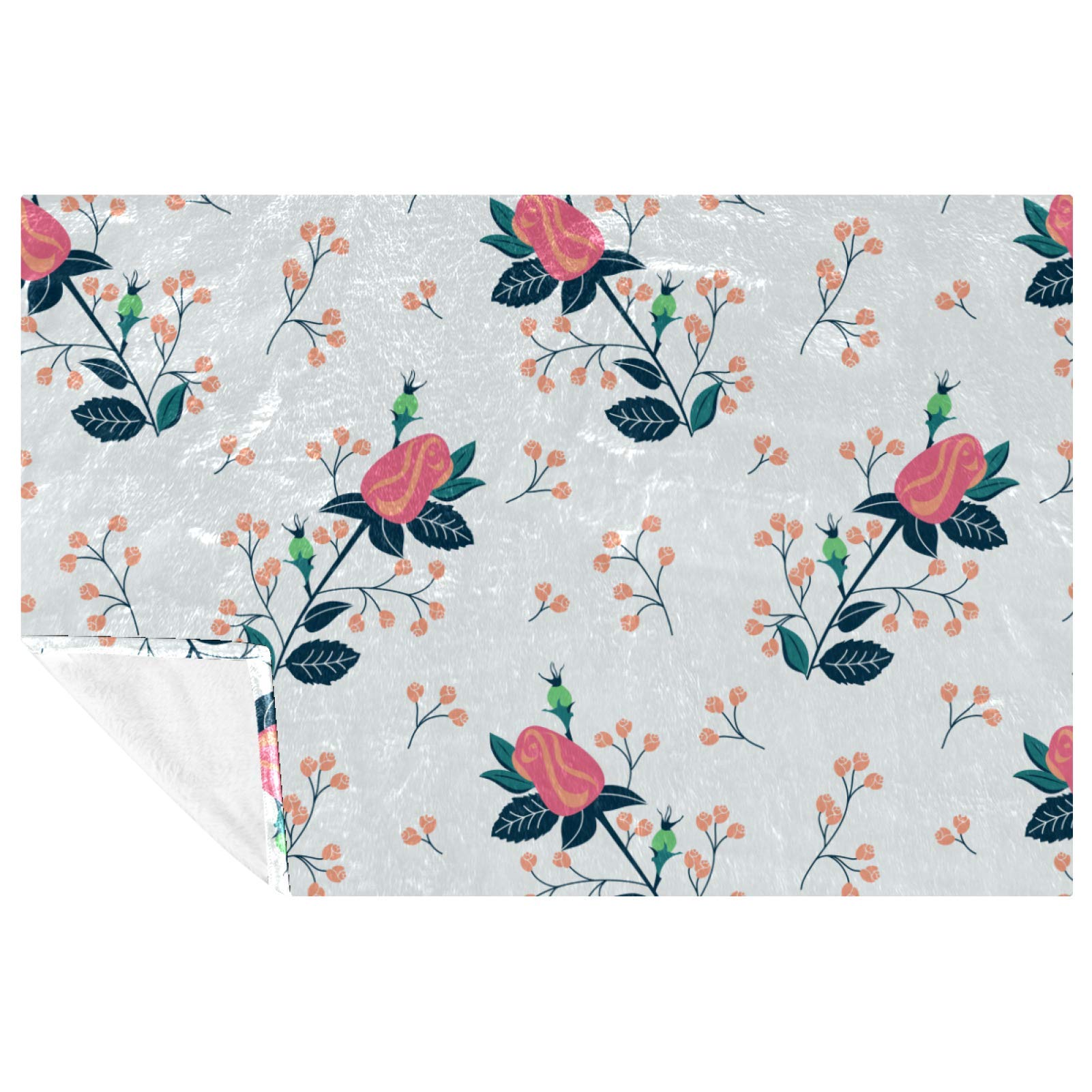Couverture chaude imprimé bouquet de roses, jeté de lit chic