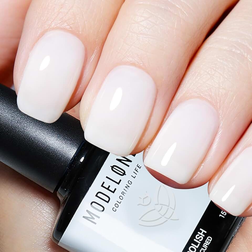 modelones Esmalte em gel branco 15 ml Funny Bunny, esmalte em gel, cor natural, translúcido, geleia, verniz LED, verniz transparente, unhas de gel para o verão, sabonete, arte, manicure francesa, presente para mulheres e meninas