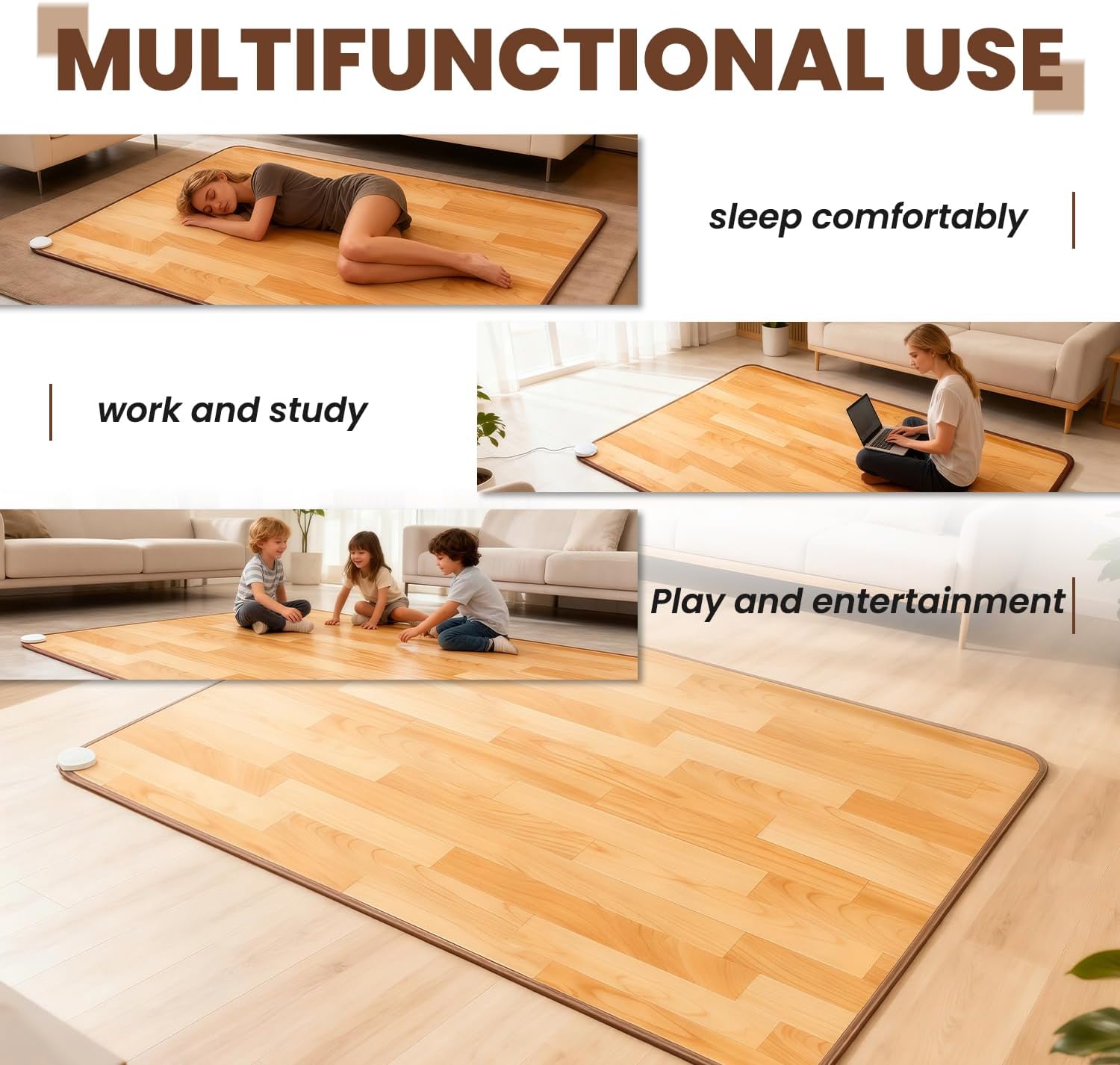 Heated Floor Mats, Heated Floor Carpet, Electric Heated Rug with Adjustable Temperature 12 Hour Timer, Radiant Floor Heater, for Yoga/Indoor/Under Desk (20x39 Inch/50x100 cm) - Image 8