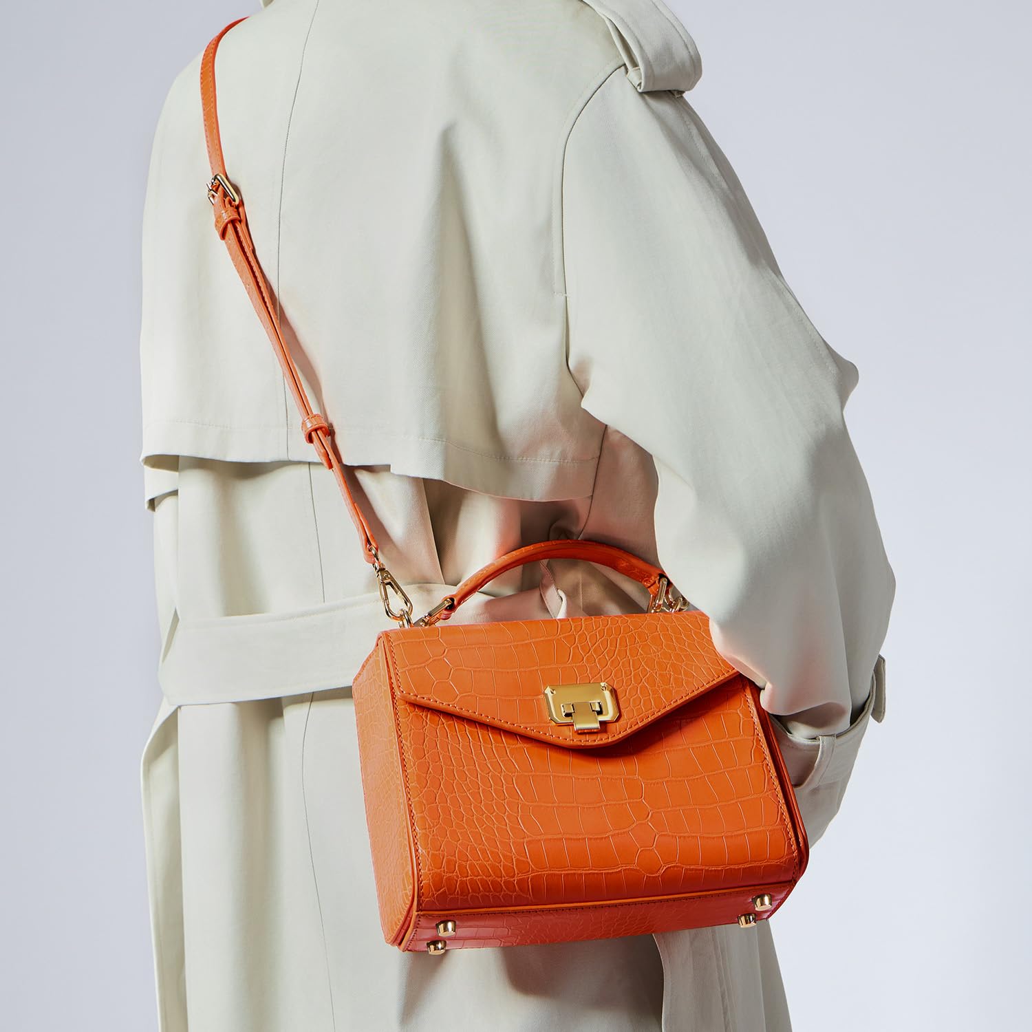 VICTORIA HYDE Bolso bandolera vintage para mujer, de piel auténtica vegana, con bolsa cuadrada pequeña