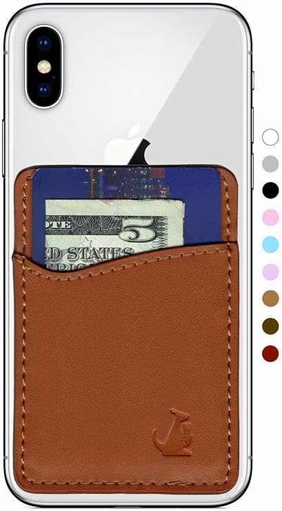 premium leather phone card holder stick on wallet for iphone and android smartphones wallaroo