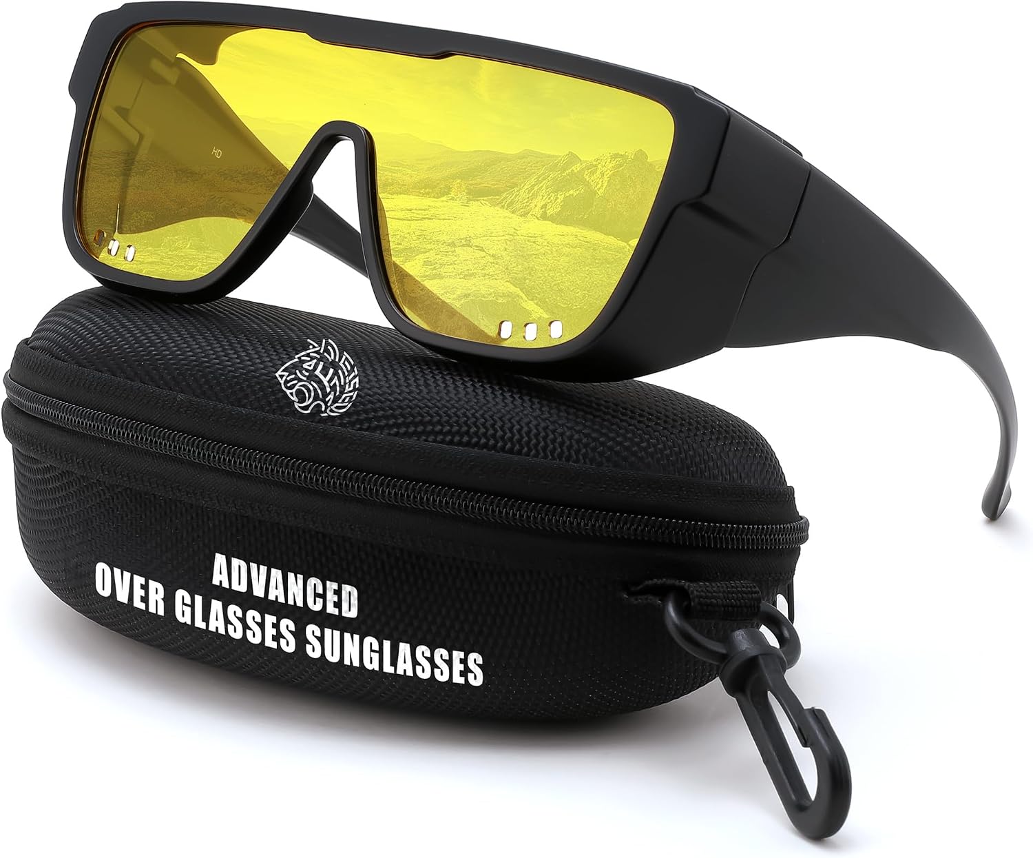 FEISEDY Fit Over Glasses Polarized Sunglasses for Men with Side Shields Windproof Oversized Square Sports Sun Glasses B0456