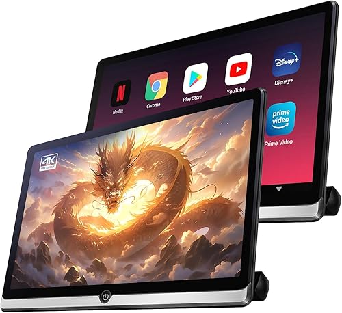 14 pulgadas 4K Android 11 portátil coche TV reposacabezas Tablet para asiento trasero, teléfono soporte inalámbrico espejo pantalla táctil, con