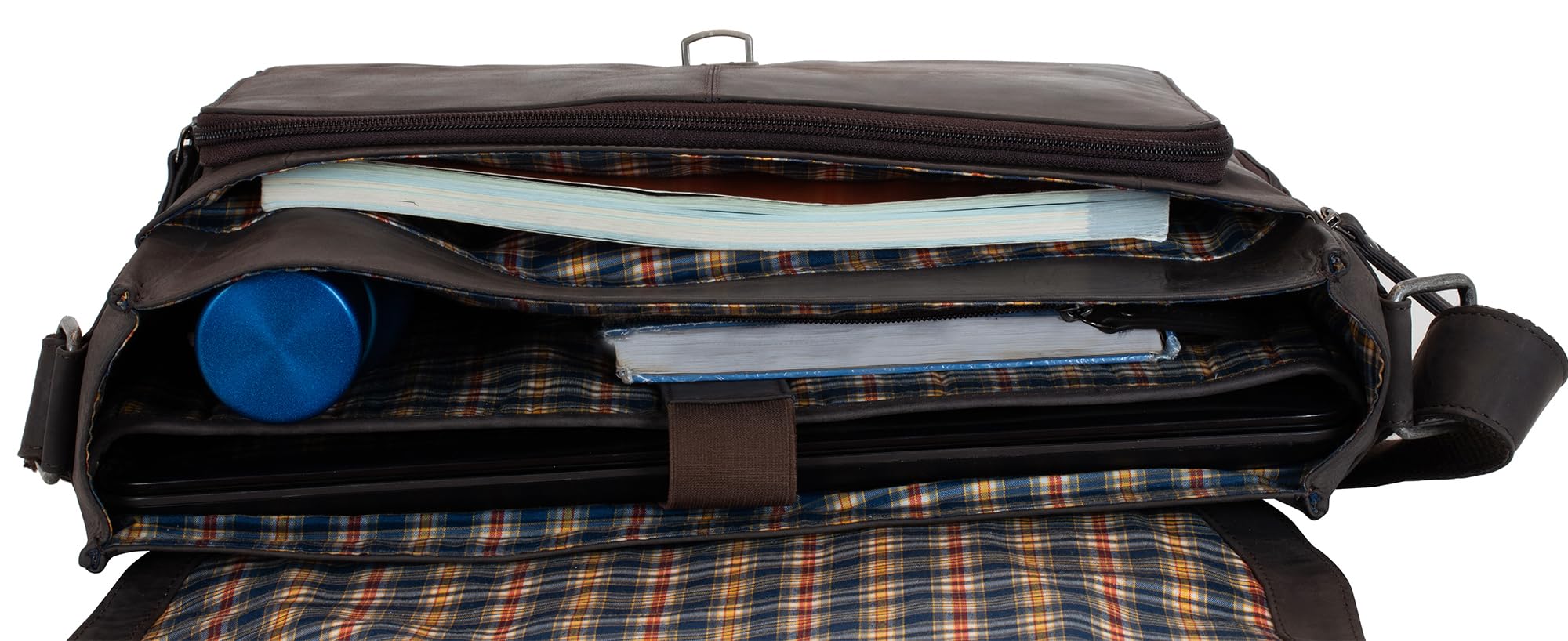 Marc Peter® Bergen leder Umhängetasche für Herren und Damen | 15.6 Zoll Laptoptasche | Aktentasche aus echtem Büffelleder