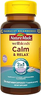 Nature Made Wellblend Calm & Relax, Ashwagandha 125 mg, magnesio, 300 mg, 54 cápsulas vegetarianas