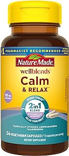 Nature Made Wellblends Calm & Relax, Ashwagandha 125mg, Magnesium 300 mg, 54 Vegetarian Capsules