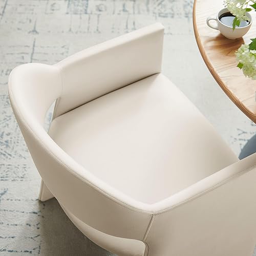 Miniatura 4 de Modway Talia Performance - Sillón de comedor de terciopelo en alabastro, moderna silla de comedor curvada con respaldo abierto, silla de barril de
