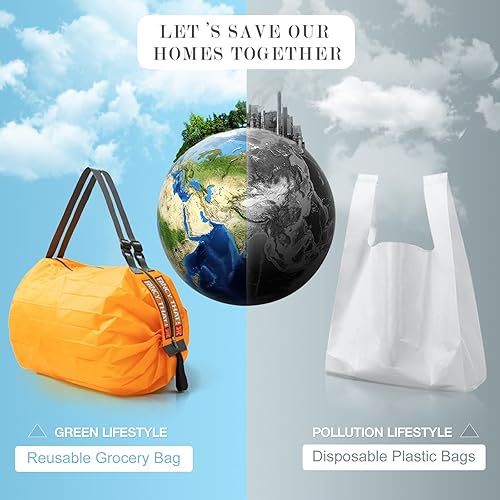 Miniatura 6 de Bolsas de comestibles portátiles de gran capacidadbolsas de compras reutilizables con asas, plegable y lavable para viajes, camping, compras,