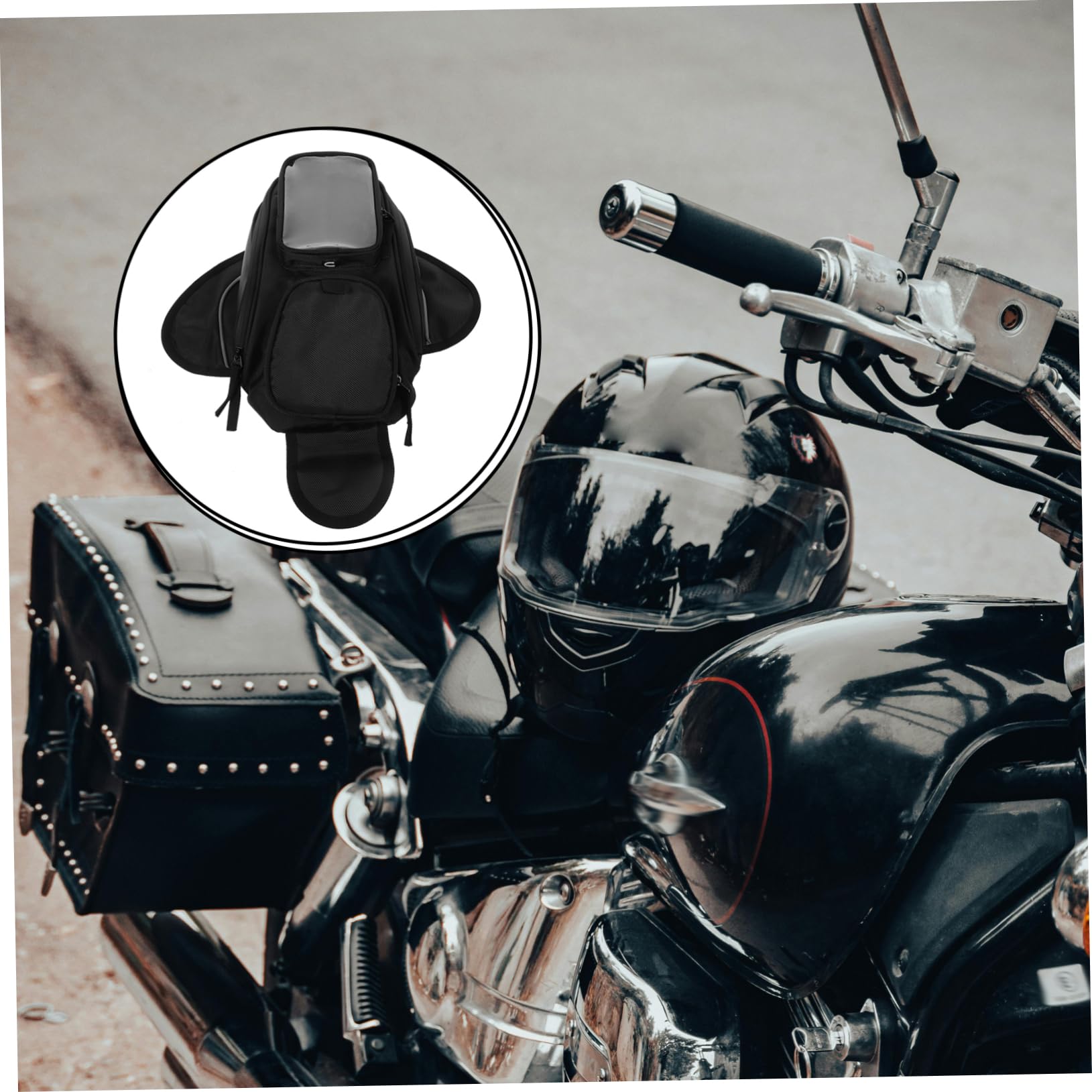 MAGICLULU Motorrad Tankrucksack Schwarz für Tank Beim Fahren | Großes Fassungsvermögen, Stoff Ausführung, Praktischer Zugriff, Integrierte Kopfhöreröffnung