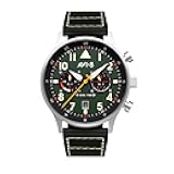 Hawker Hurricane Men's Pilot Watch – Dual Time Japanese Quartz Movement, 43.5mm Stainless Steel Case, Leather or Stainless Steel Strap, AV-4088
