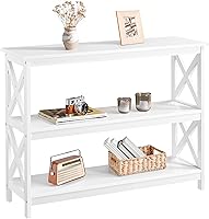 Yaheetech 3-Tier White Console Table - Narrow Entryway Sofa Side Table with Storage Shelves for Hallway Living Room, 42x14in