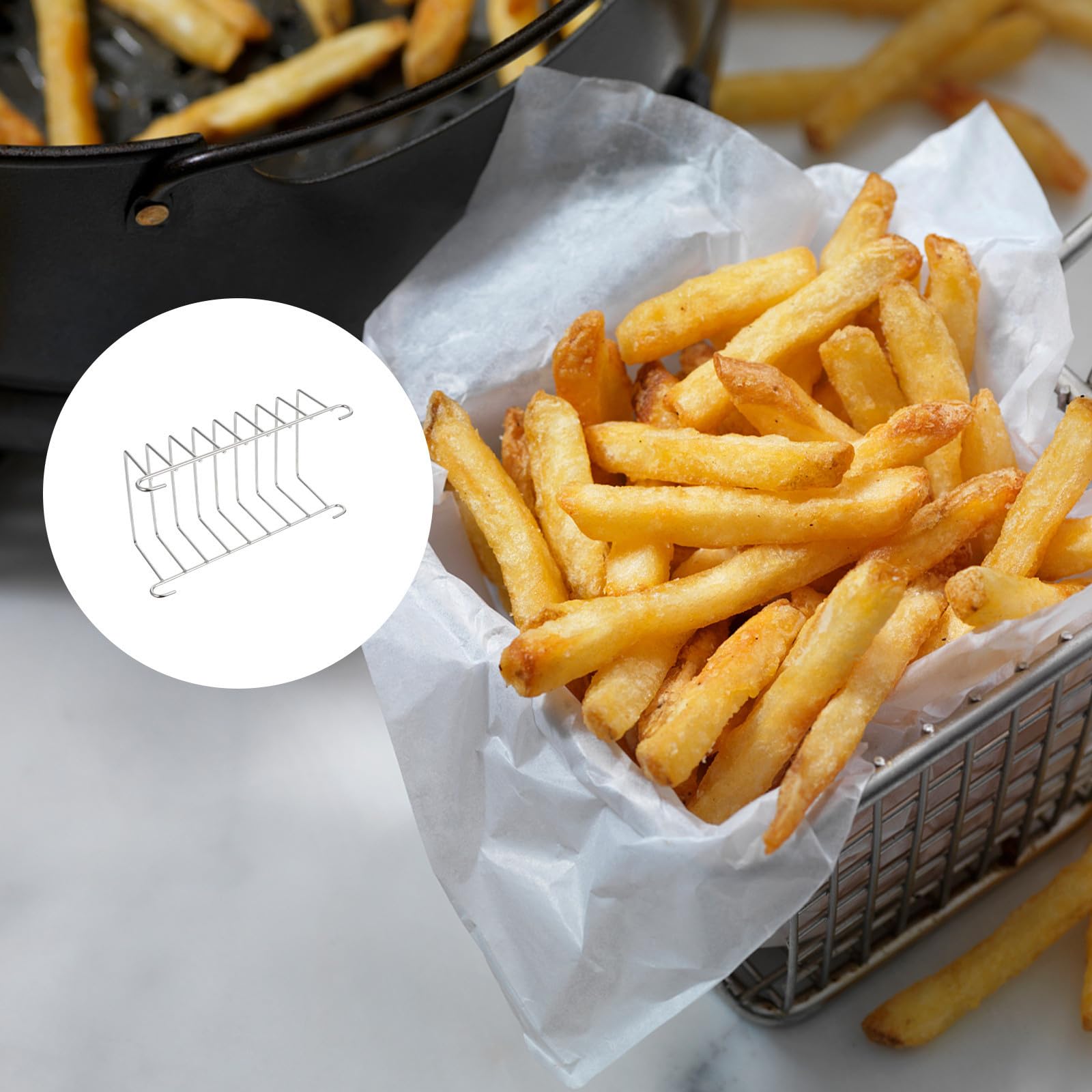 Edelstahlgestell 2 Stück Zubehör für Heißluftfritteusen Hitzebeständig mit Ölablauf zum Backen und Grillen von Brot und Toast