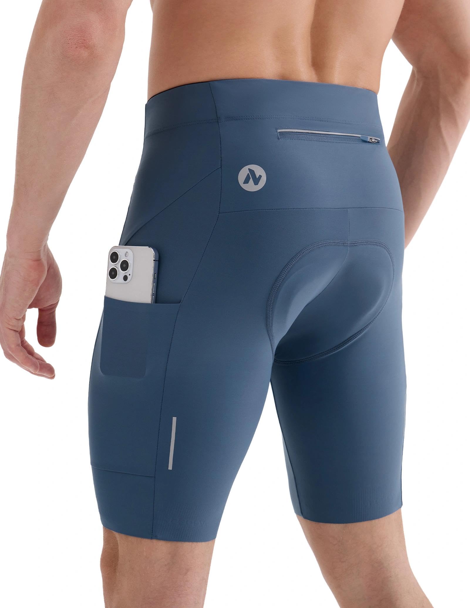 Nepest Radlerhose Herren Gepolstert 4-Wege-Stretch,UPF 50+ Rennrad Hose | Fahrradhose Herren mit Polster, Rutschfester Bund, Taschen, Reflektierend, Atmungsaktiv, Radhos, Fahren, Cycling Shorts Men