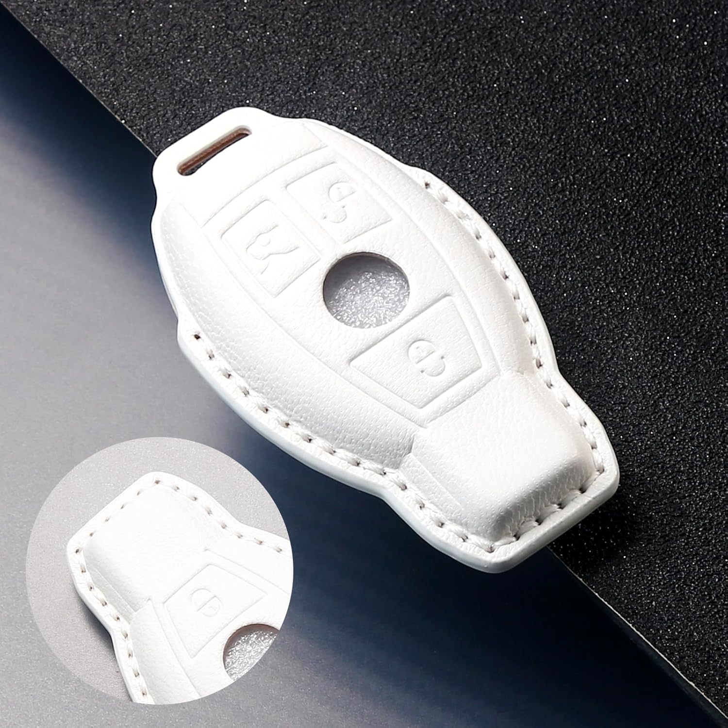 for Mercedes Benz key fob cover Genuine Leather with keychain,Compatible with Benz C E S M CLS CLK G Class Smart Key Holder