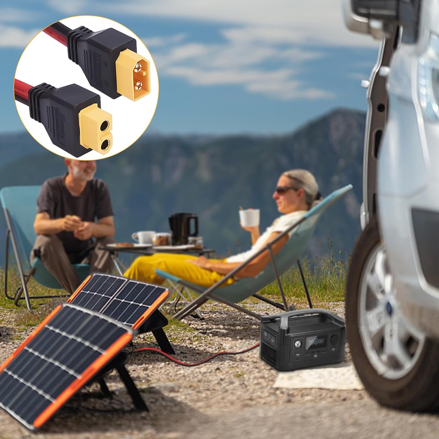 XT60 Extention Cable for Solar Panel RV Automotive RC Battery and Portable Power Station Solar Generator 12AWG 15Ft 4.5M