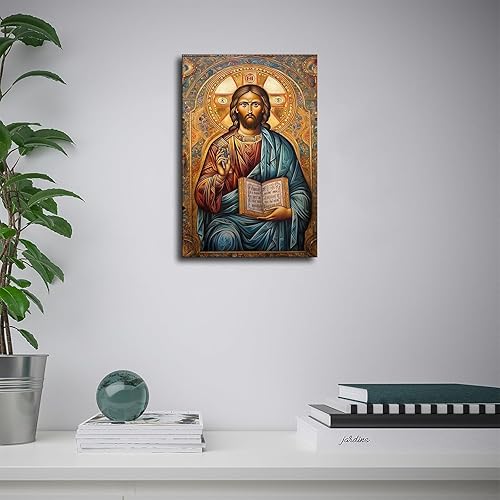 Miniatura 2 de Póster ortodoxo de Jesucristo, impresión HD, póster retro pintado moderno para el hogar, dormitorio, habitación, decoración estética (08 x 12