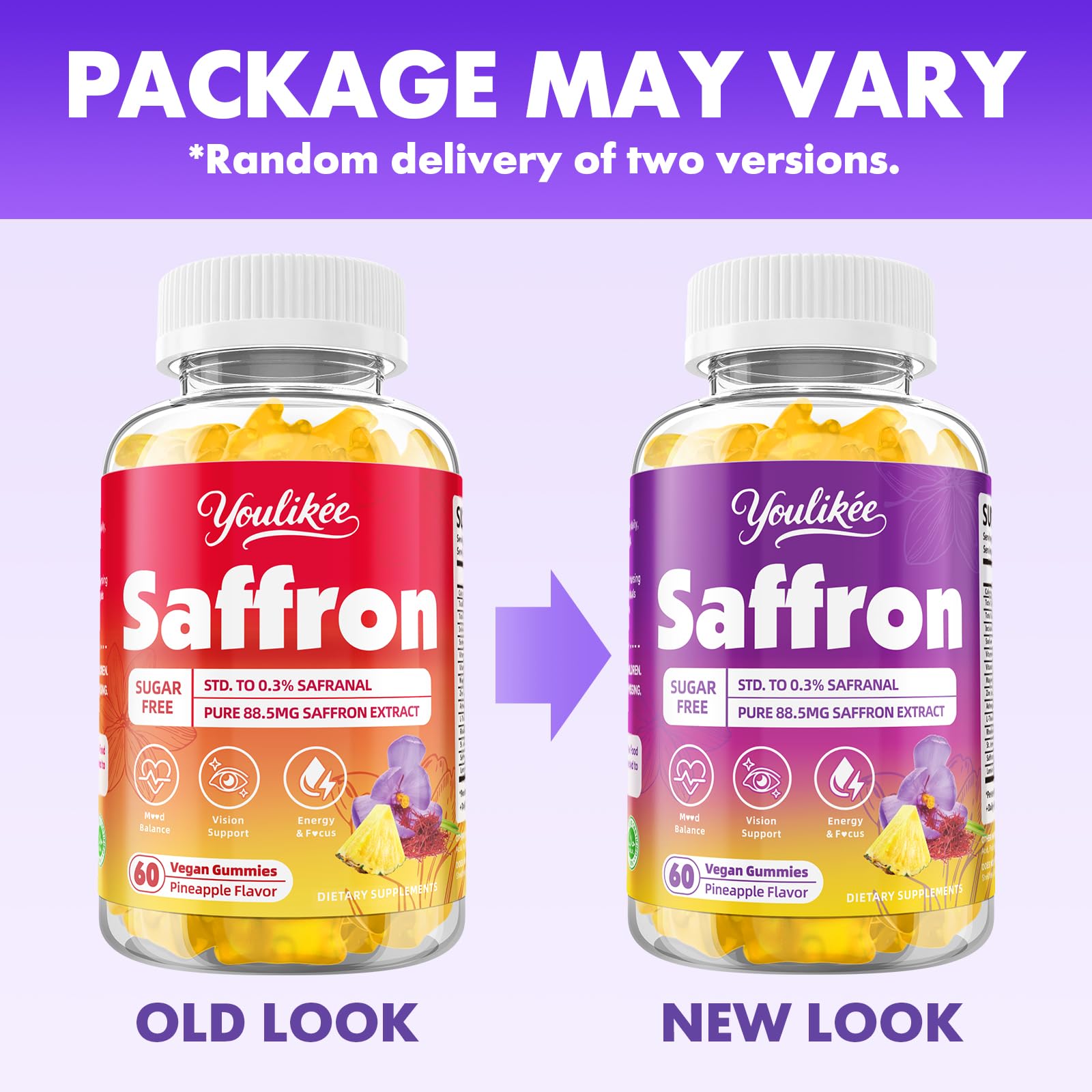 Saffron Gummies 88.5mg, Pineapple Flavor, 60 Count — Amazon image 6