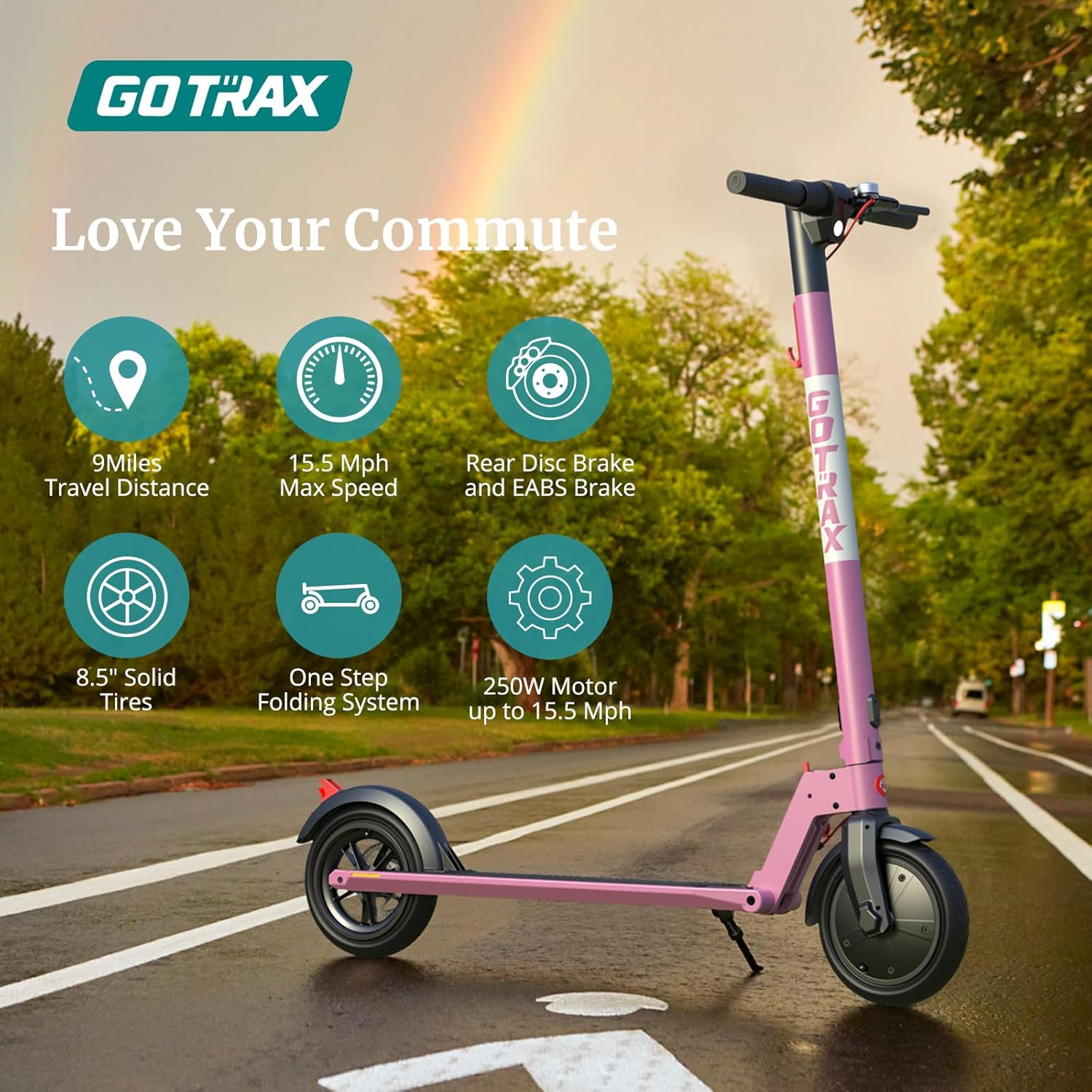 Gotrax GXL V2 Electric Scooter for Adult, 8.5" Solid Tire Max 12 Mile 15.5Mph Speed Powered By 250W Motor, Foldable Commuting E Scooter for Adult
