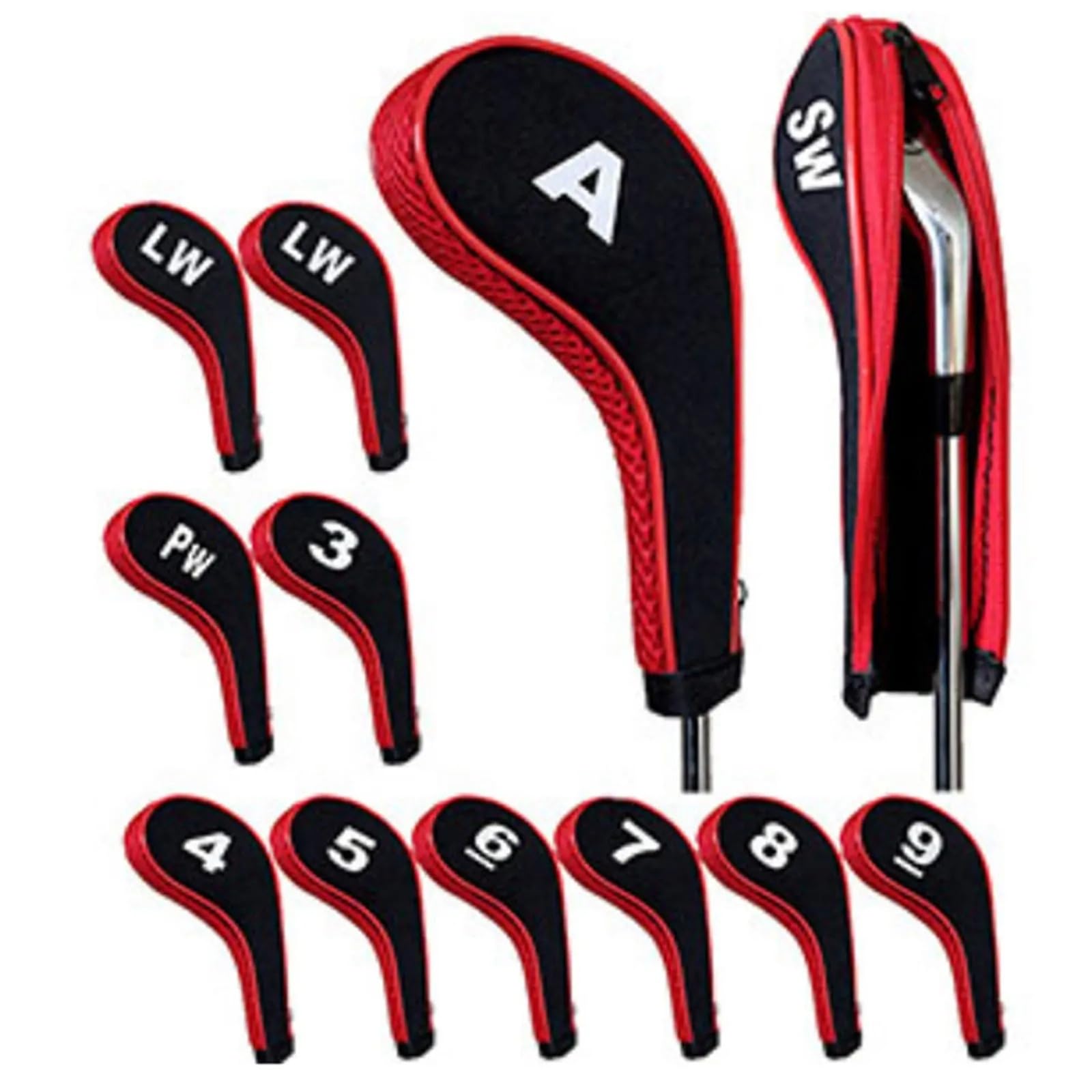 Fundas de hierro para cabeza de palo de golf, con cremallera, para todos los palos de golf y conductores (C)