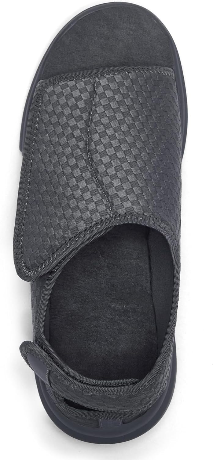 Men's Open toe Diabetic Sandals Wide Width Adjustable Straps Arch Support Lightweight & Breathable Mesh for Comfort and Pain Relief - Image 4