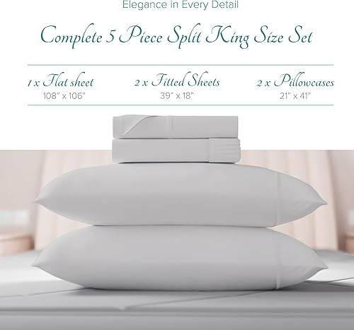 Vista 227 de Carressa Linen Juego de sábanas 100% de algodón egipcio, tamaño Queen, 6 piezas de 800 hilos de algodón egipcio, tamaño Queen, color blanco, suave