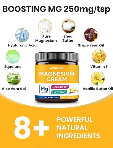 Miniatura 5 de Venture Pal Loción de magnesio, crema tópica de magnesio para dormir, calambres y dolor en las piernas, relajación muscular, suplemento calmante e