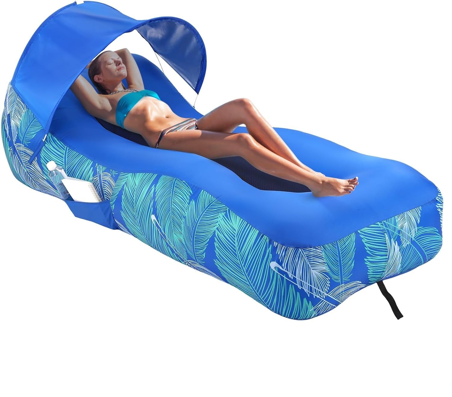 Inflatable Lounger Air Sofa, with Sun-Shade Tent, Inflatable Beach Bed with Pillow, Waterproof Inflatable Couch Camping Chair Hammock for Hiking Backyard Lakeside Travel Beach Park Picnics-image-1