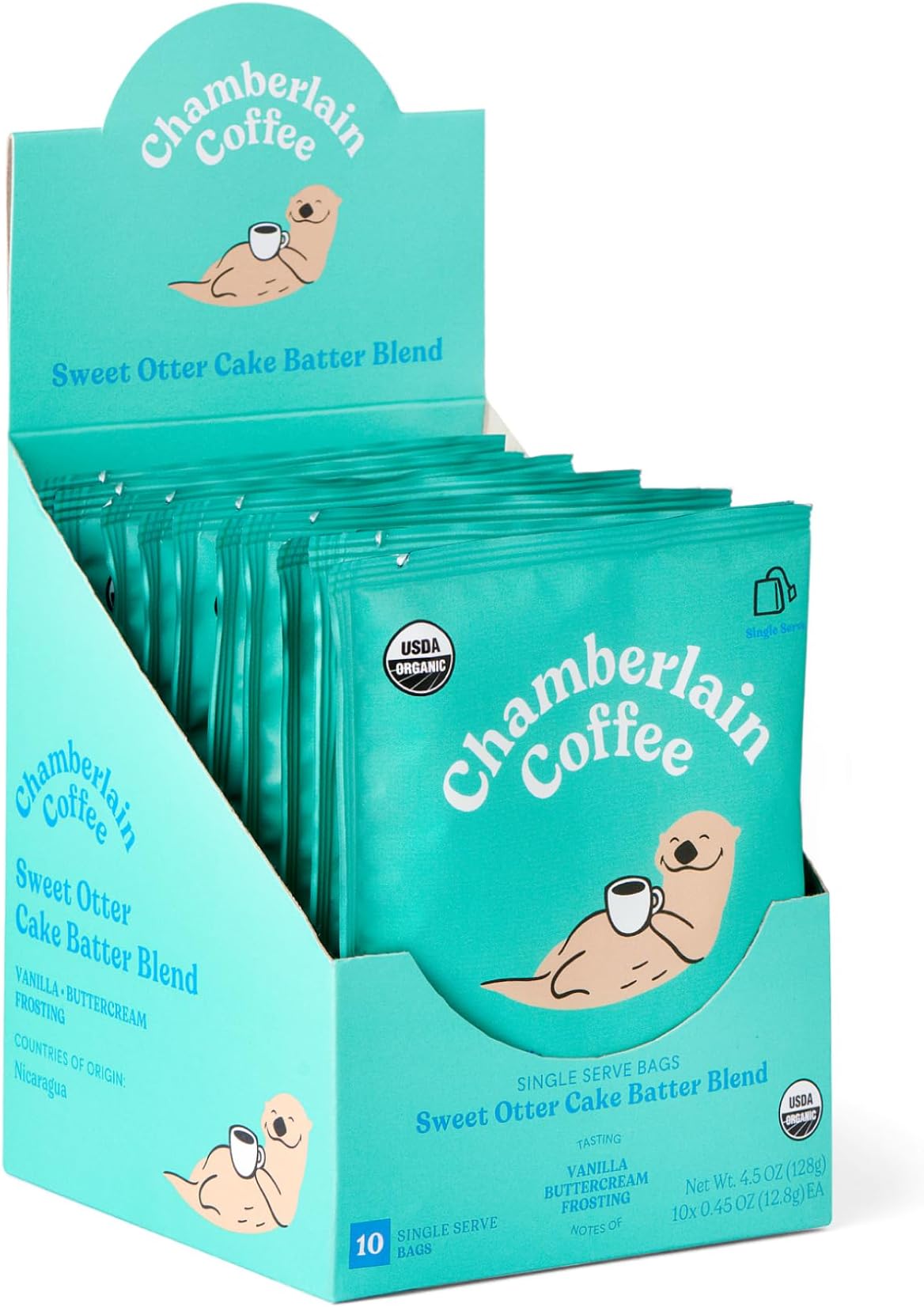 Chamberlain Coffee Sweet Otter Cake Batter Cold Brew Singles - Cold Brew Coffee Bags with Notes of Vanilla & Frosting - 10 Single Serve Cold Brew Sachets