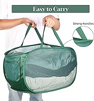 Vista 5 de Cesta de lavandería desplegable de malla resistente, cestas plegables con bolsillo lateral, cesta de ropa plegable con asas de transporte reforzadas