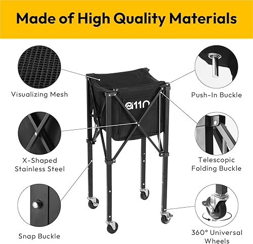 Miniatura 2 de A11N - Tolva de pelota de tenis de pickleball  Cesta resistente de gran capacidad para 120 pelotas, equipo de práctica de pickleball