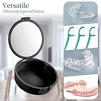 Vista 5 de Estuche retenedor, dentadura y protector bucal, funda de alineador de ortodoncia con espejo y ventilación, calavera negra
