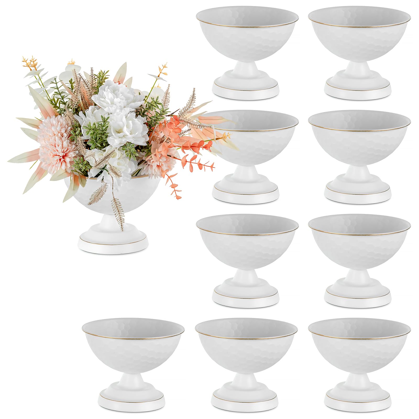 Sziqiqi Urne Vase Blanc Mariage 10pcs: Métal Centre de Table Mariage