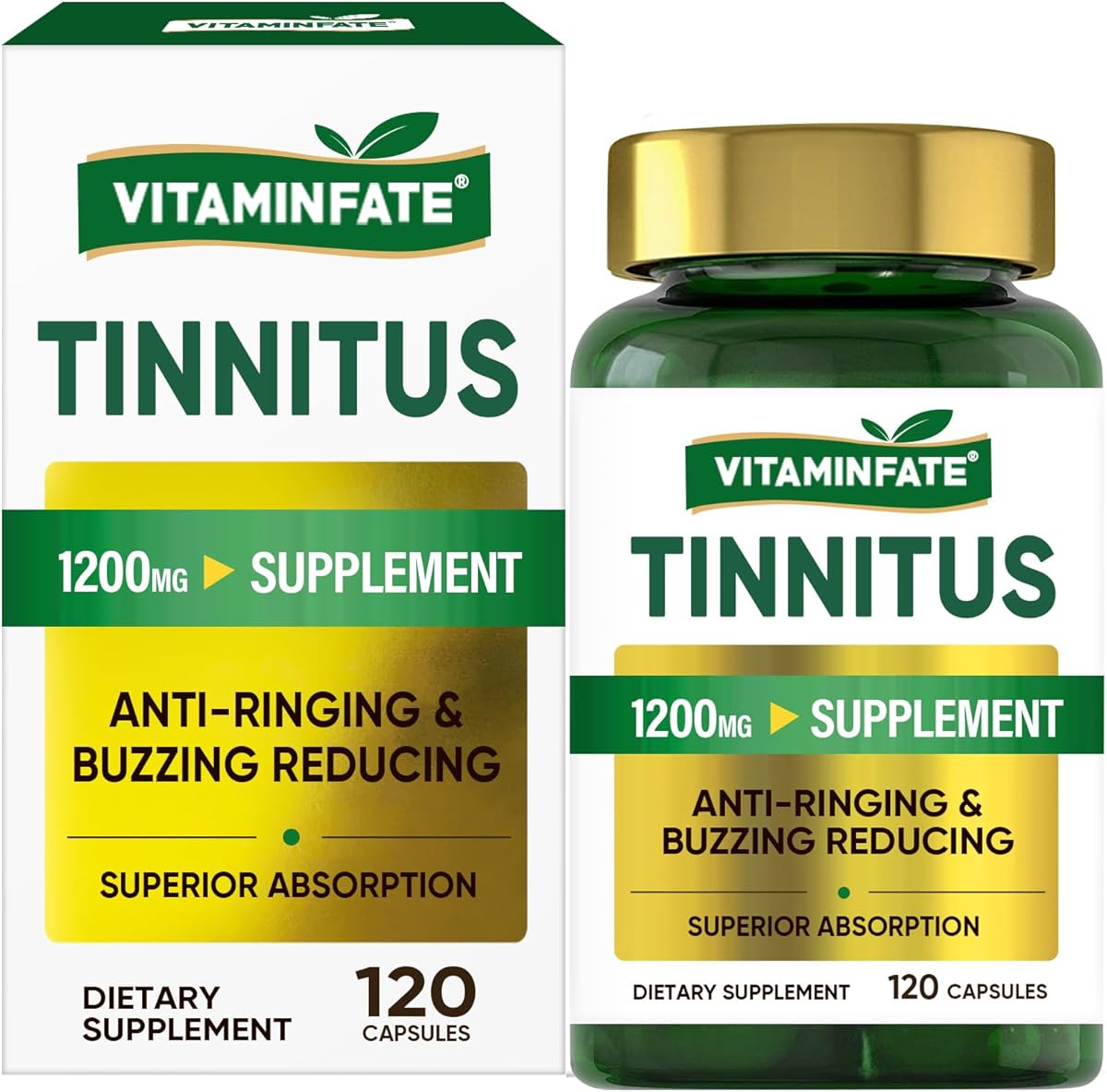 Tinnitus Relief for Ringing Ears Supplement 1200mg - 120 Capsules | Supports Ear Health and Reduces Tinnitus Symptoms