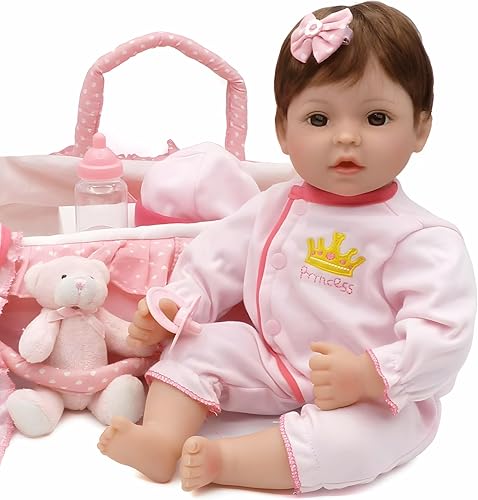 Miniatura 2 de CHAREX Muñeca de bebé Reborn hecha a mano realista de vinilo para niña juguete de cuerpo suave con peso de 18 pulgadas juego de regalo para niños a