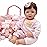 CHAREX Reborn Baby Dolls - 18 inch Realistic Baby Doll Pink Cradle Baby Girl Handmade Lifelike Weighted Realistic Silicone Baby Doll Soft Gift with Accessories for Kids Age 3+