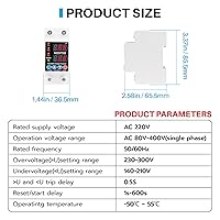 Vista 6 de Interruptor de Circuito Inteligente 110V, Corte de Baja Tensión de 1~63 Amp, Interruptor de Corriente AC Ajustable para Sistemas Solares (Negro)