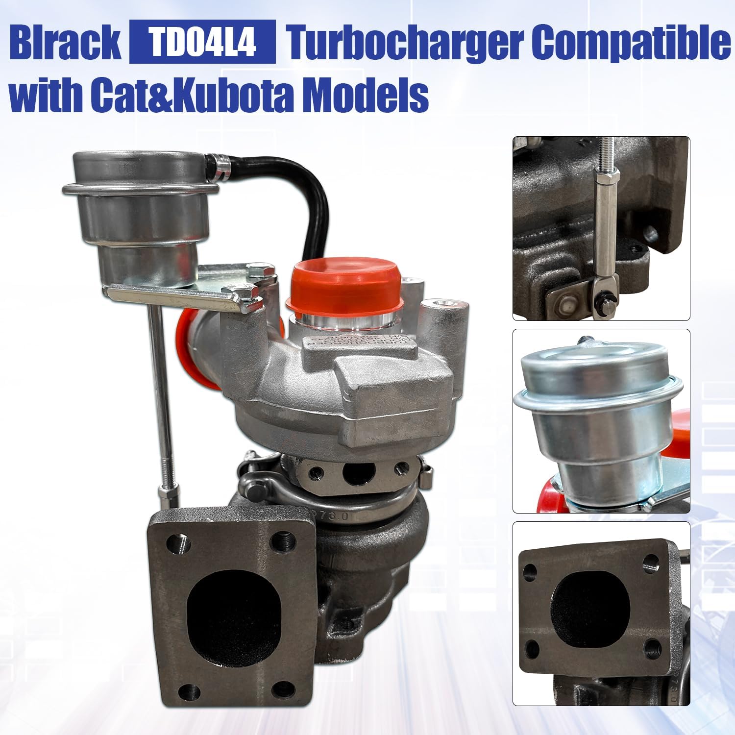 TD04L4-09TK3 Turbocharger Compatible with CAT 236D 242D 246D 257D 259D 262D 277D 279D 289D, 308E2, Fits for Kubota V3307-DI-TE3-Q, V3307-DI-T-E3B Engine, Replaces 49177-03242