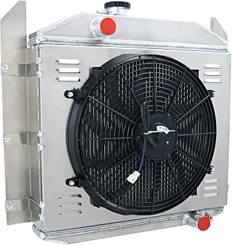 ALLOYWORKS 4 Row Radiator + Shroud Fan + Relay for Studebaker Champion Deluxe 2R6 2R10 2R11 1949-1952 | All Aluminum Radiator. Superior cooling performance. Long service life. Ideal For daily commuter cars & modified cars.