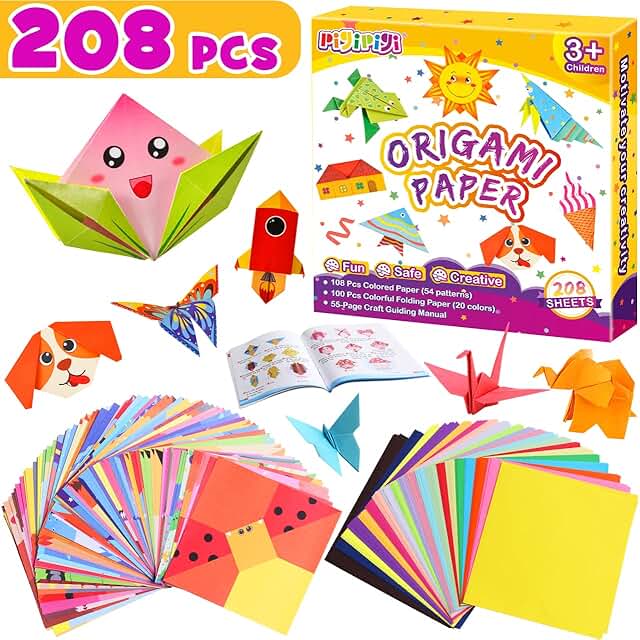 pigipigi Craft Origami Paper for Kids - 208 Sheets Vivid Colorful Folding Papers 54 Patterns Art Projects Kit for 5 6 7 8 ...