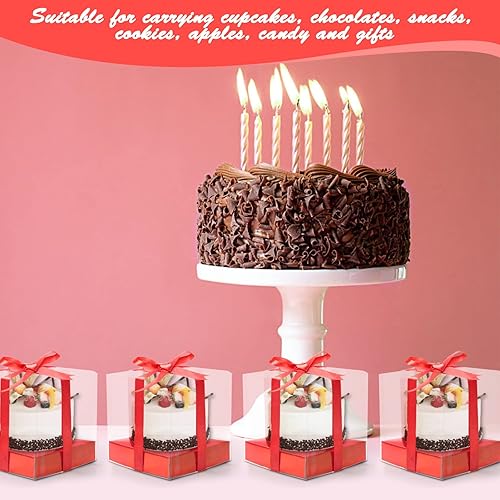 Miniatura 2 de Paquete de 12 cajas de plástico transparente para cupcakes, contenedores individuales de 3.5 pulgadas, desechables, individuales, con insertos y