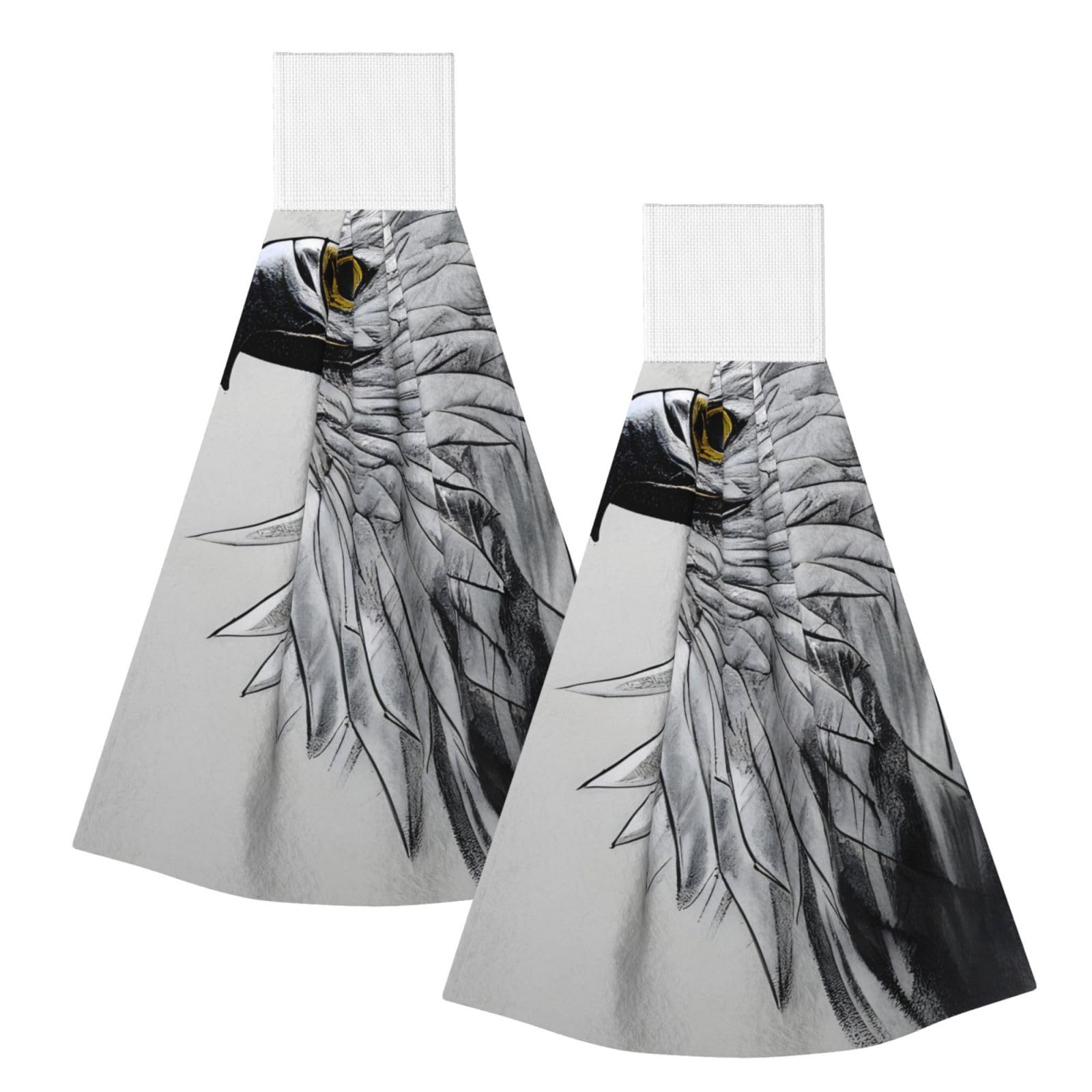 WUPngg Sketching an eagle Bathroom Tie Towels/Dish Cloth,Kitchen Hanging Towel, Coral Fleece Dry Cleaning Hand Dishcloths One Size