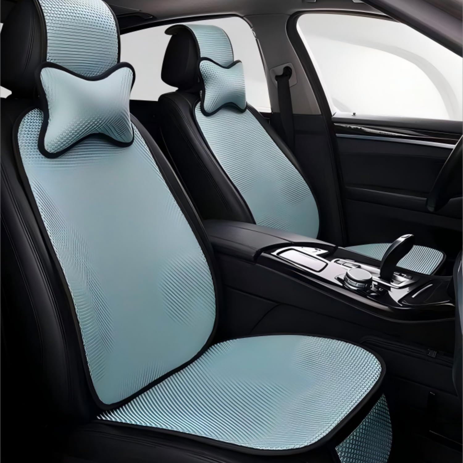 Woniyal Cooling Car Seat Pad suitable for Fiat Punto Evo | Typ 199 | Bj. 2009-2011, Seat Mat Summer Airflow Seat Guard Non-Slip Comfort Cover Mesh Design Non-Slip Base,Blue-Front seats