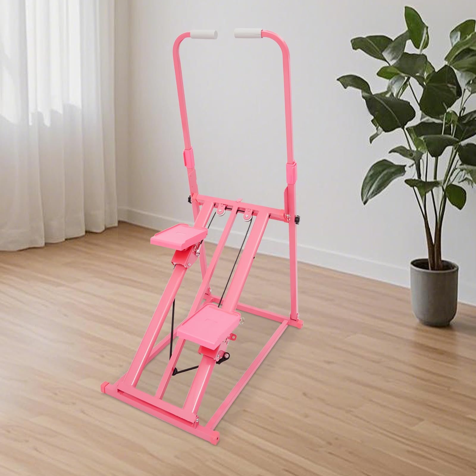 Stepper orbitrek do ćwiczeń cardio, regulowana kierownica i pedały, urządzenie fitness do ćwiczeń w domu, na siłownię, 100 kg, różowy