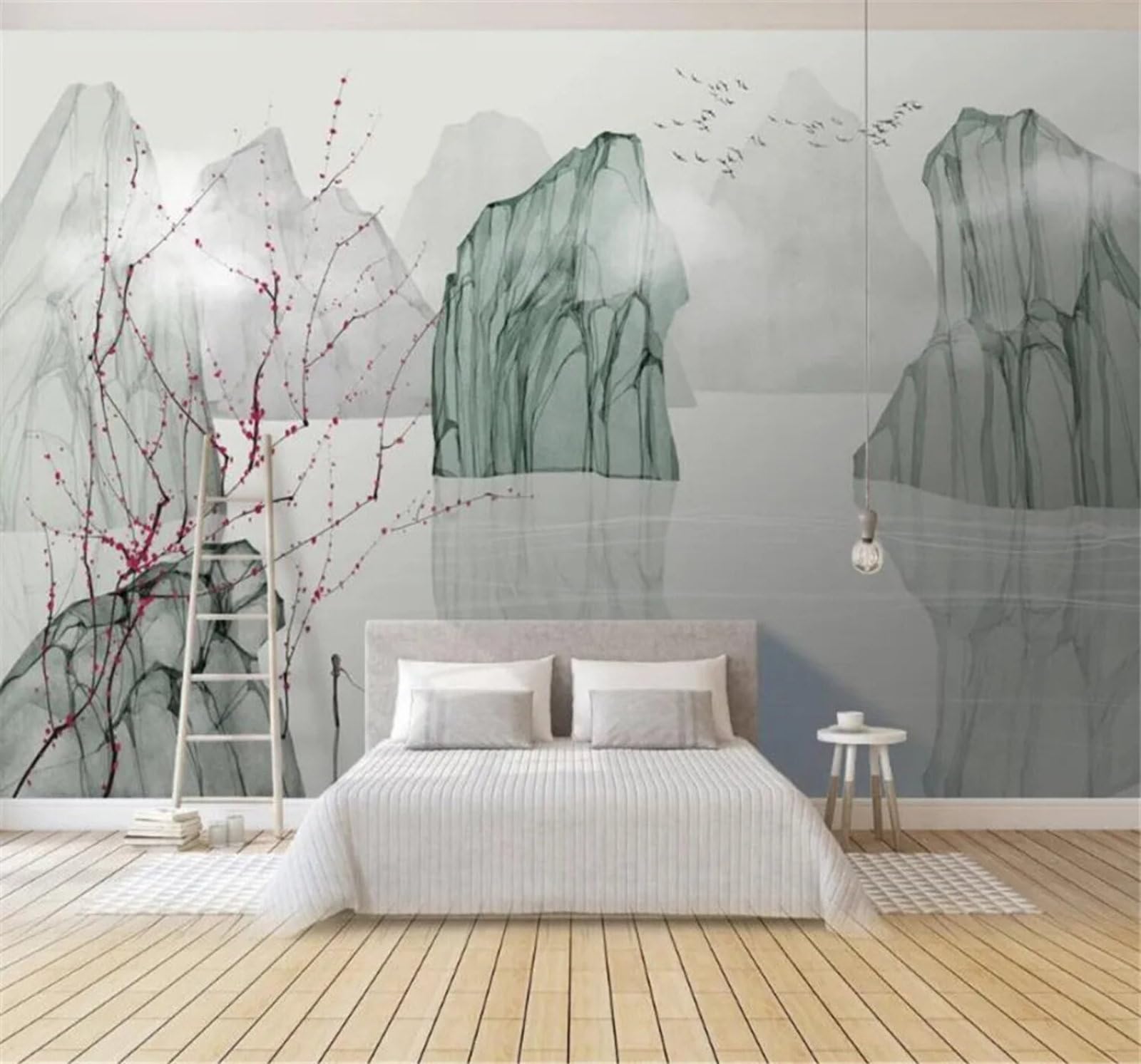 Tzxztt Minimalist Fresh Geometric Abstract Landscape Scenery Modern 3D Wallpaper Premium Textured Silk Neutral Tones Material Ideal for Living Room Bedroom-250cm×170cm