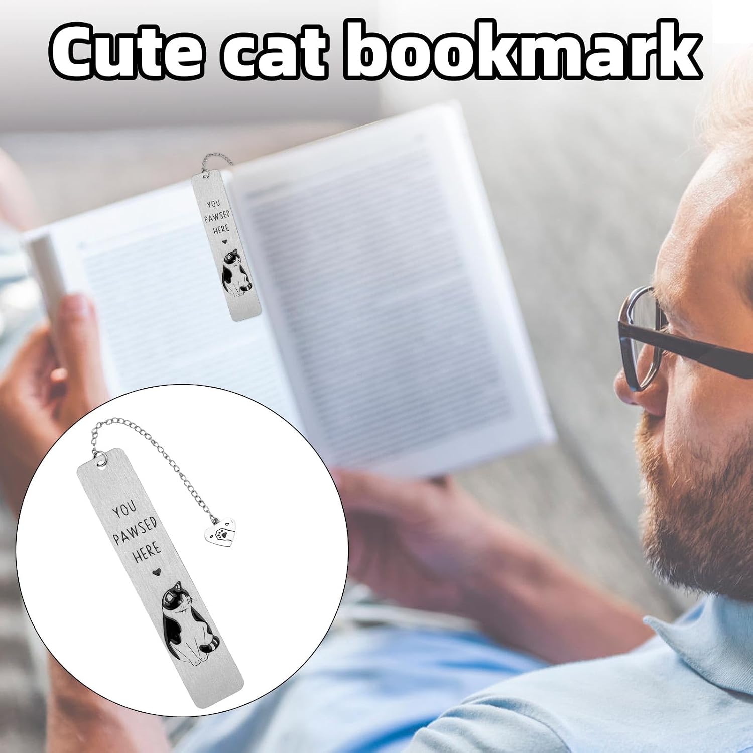 Cat Bookmark, Cute Book Lover Gifts Zinc Alloy Kitten Pet Book Marker Kawaii Animal Page Markers Funny Reading Accessories for Women Students Teachers Cat Lovers image 4