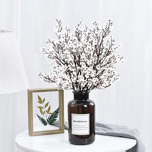 Miniatura 2 de Artflower - Paquete de 4 flores artificiales de Gypsophila velo de novia de 19.7 pulgadas, ramo de velo de novia de seda de tacto real, flores de