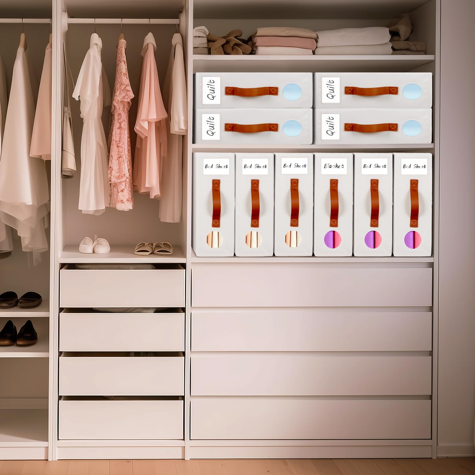 bettwäsche im schrank aufbewahren Univivi Organizer 4 Stück, Faltbare Bettwäsche Aufbewahrung für Bettlaken mit LederGriffen Kann in Kleiderschrank, Unterbett und in Schubladen, Aufbewahrungsbox für Bettlaken und Kleidung Küche, Haushalt & Wohnen Strandspielzeug für Urlaub & vintage Menge:12 kg