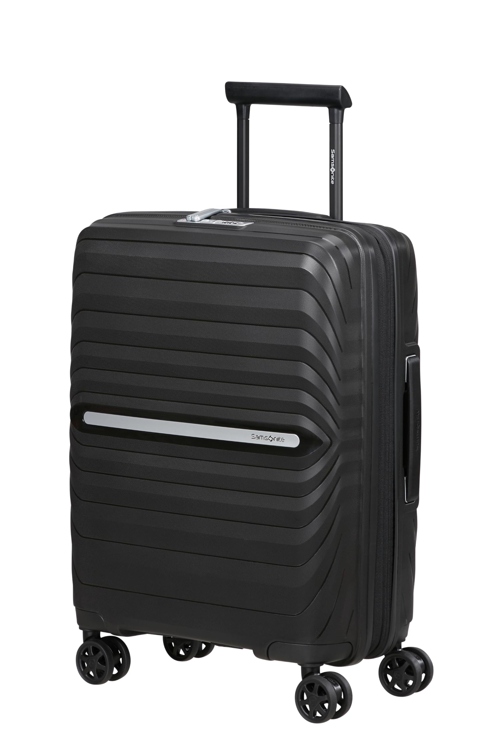 Samsonite Neo Flux - Spinner S, Expandable Hand Luggage, 55 cm, 39/45 L, Black (Black)