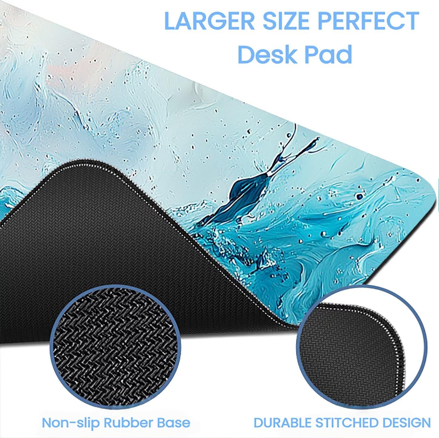 Lpfieonn Rosa Großes Schreibtischunterlage, XXL Schreibtischunterlagen, Blau XXL Wasserdicht Gaming Mousepad mit Vernähter Rand und Rutschfeste Gummibasis, für Laptop/Hause/Büro 120x60cm PF-3045