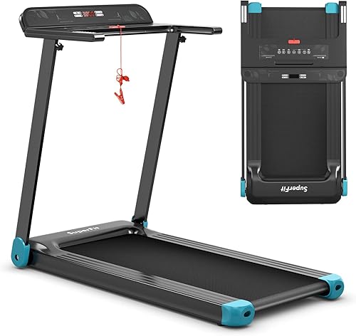 GYMAX Cinta de correr plegable, máquina de correr inteligente con control de aplicación, monitor LED y soporte ajustable para dispositivos, cinta de